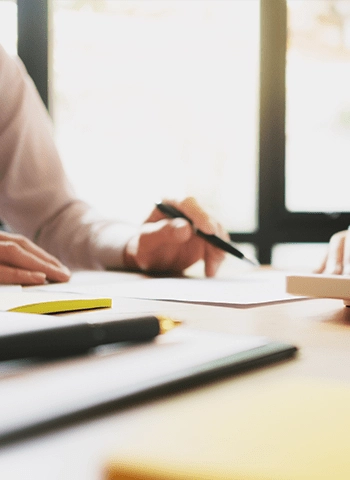 Person working by desk