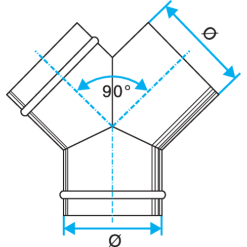 Raccordo a Y semplice a 90°